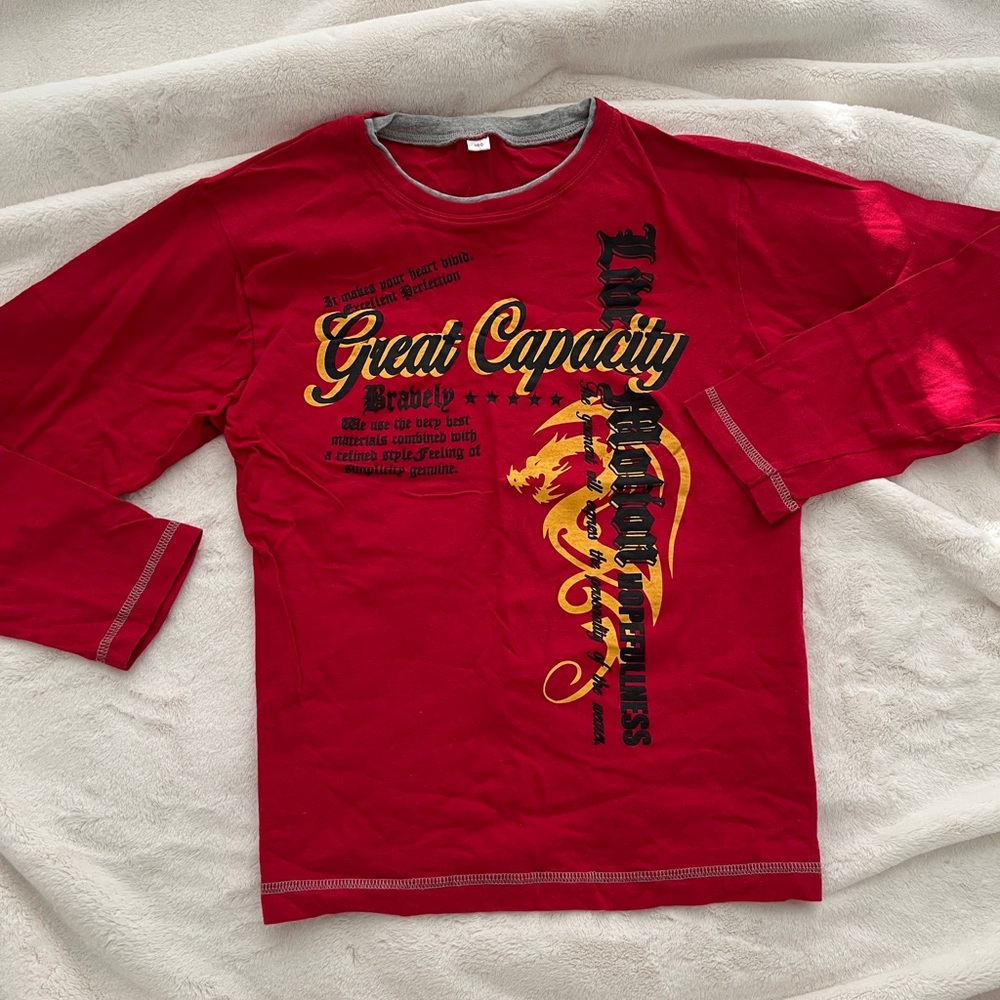 y2k red long sleeve shirt